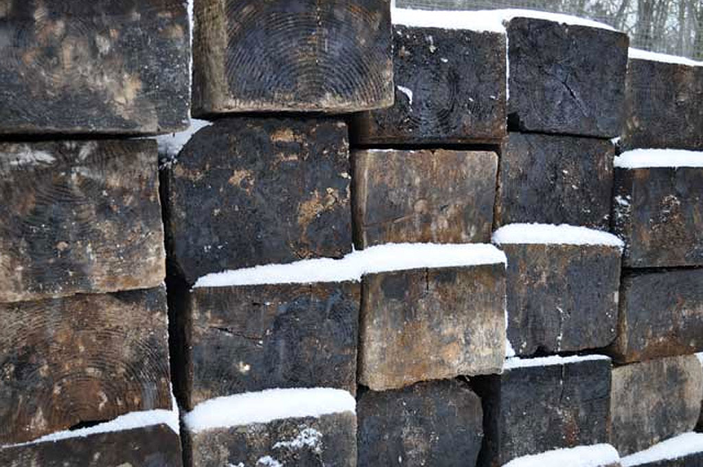 Reclaimed railway sleepers